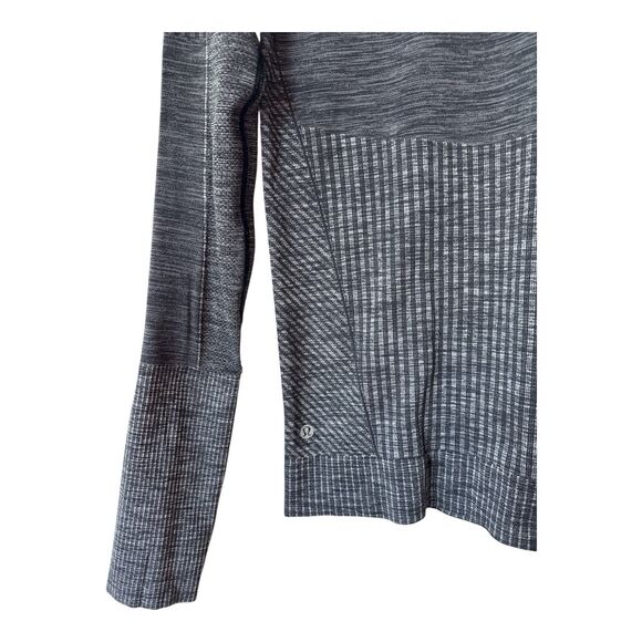 LULULEMON Womens Charcoal Multi Pattern Pullover Hooded Activewear Sweatshirt - Picture 3 of 11